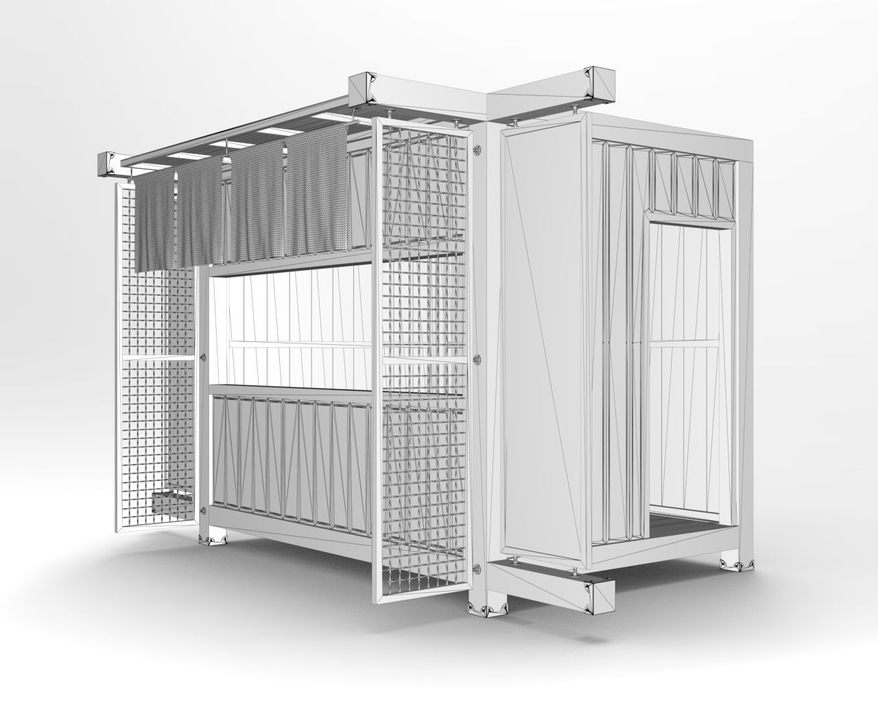 Wooden Booth Kiosk 3D model_4