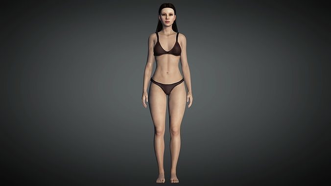 Realistic Makeup Female Low-poly 3D model