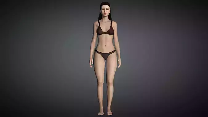 Realistic Makeup Female Low-poly 3D model