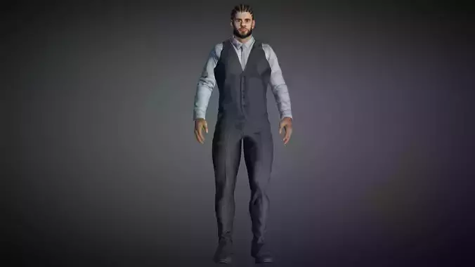 Realistic Braided Man Low-poly 3D model