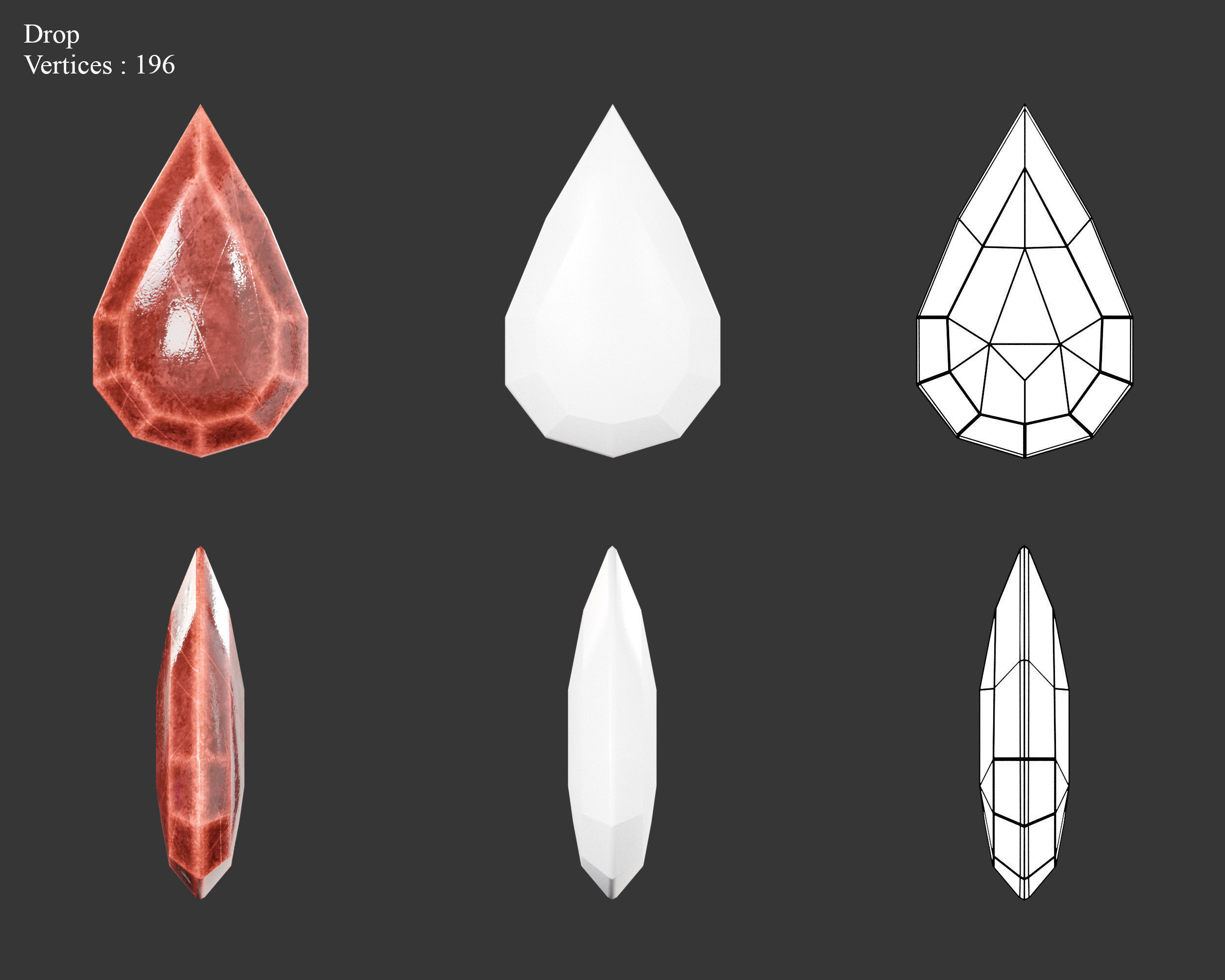 Medieval Treasure Jewels Low-poly 3D model_16