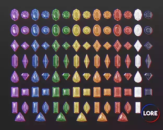 Medieval Treasure Jewels Low-poly 3D model