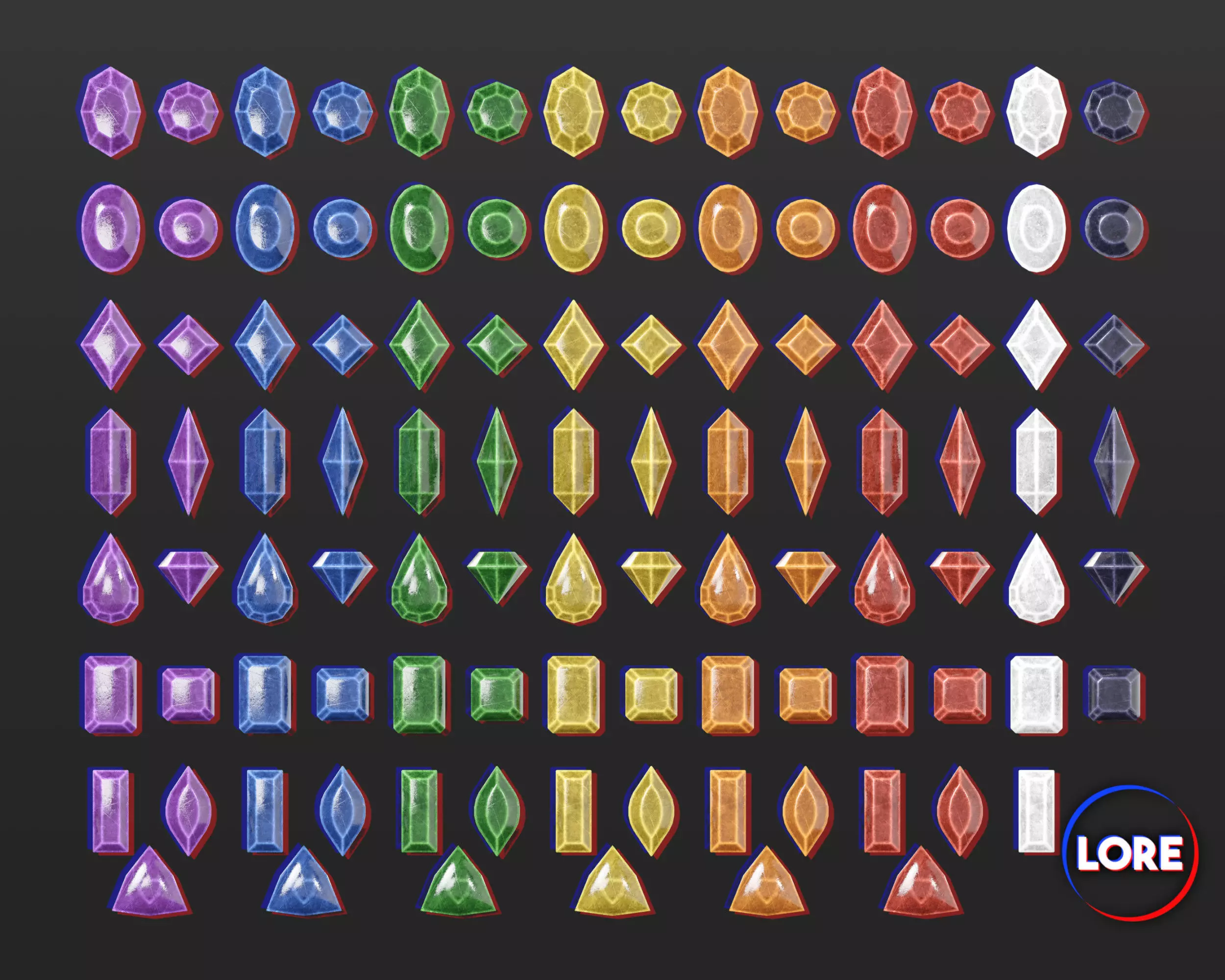 Medieval Treasure Jewels Low-poly 3D model_0