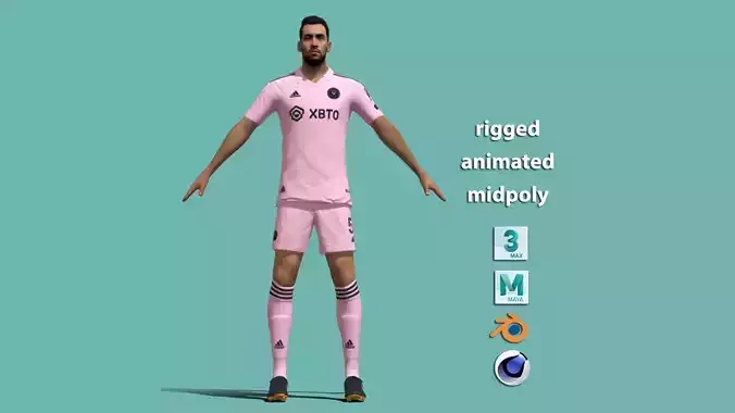 T-Pose Rigged Sergio Busquets Miami