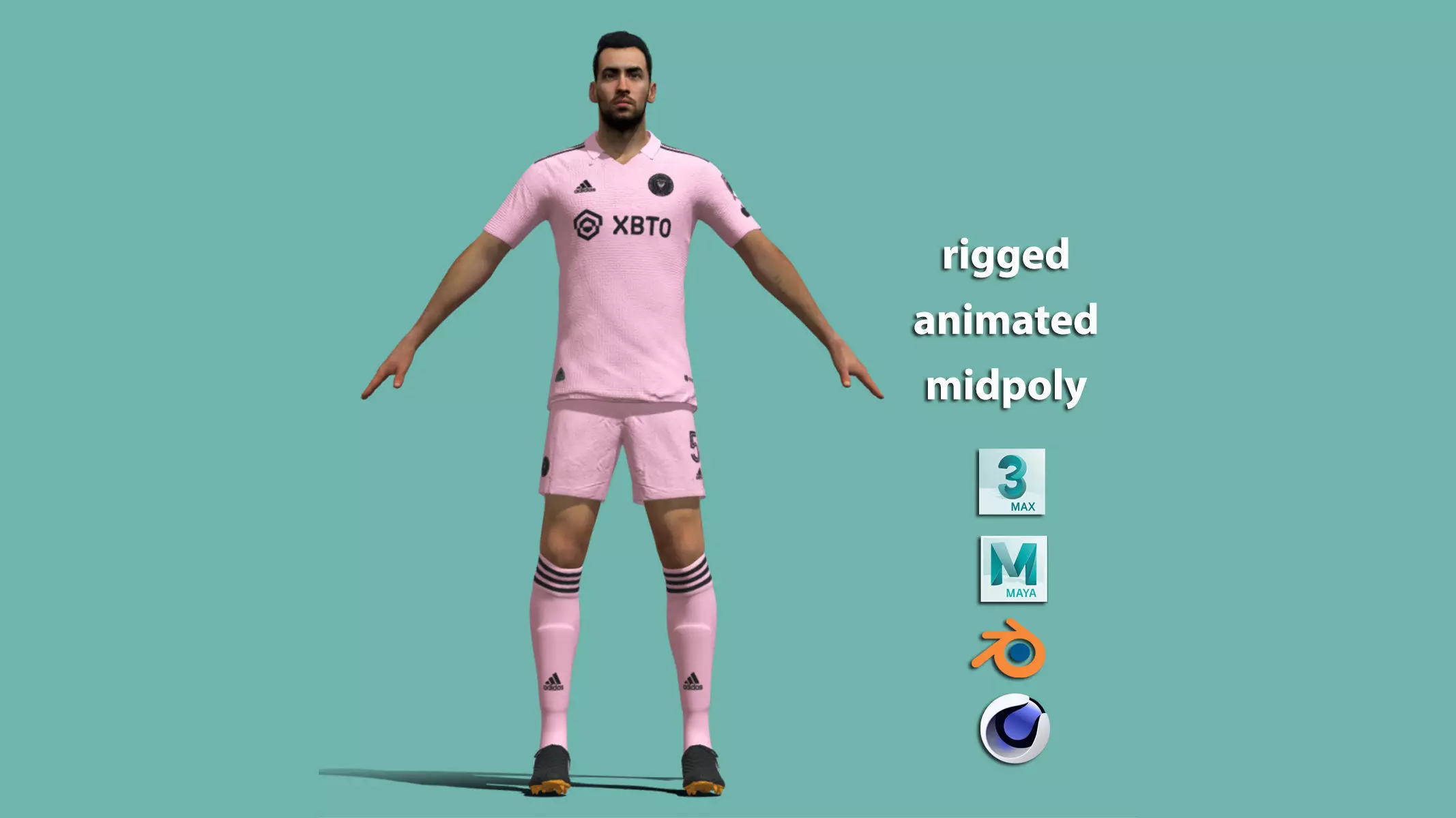 T-Pose Rigged Sergio Busquets Miami 3D model_0