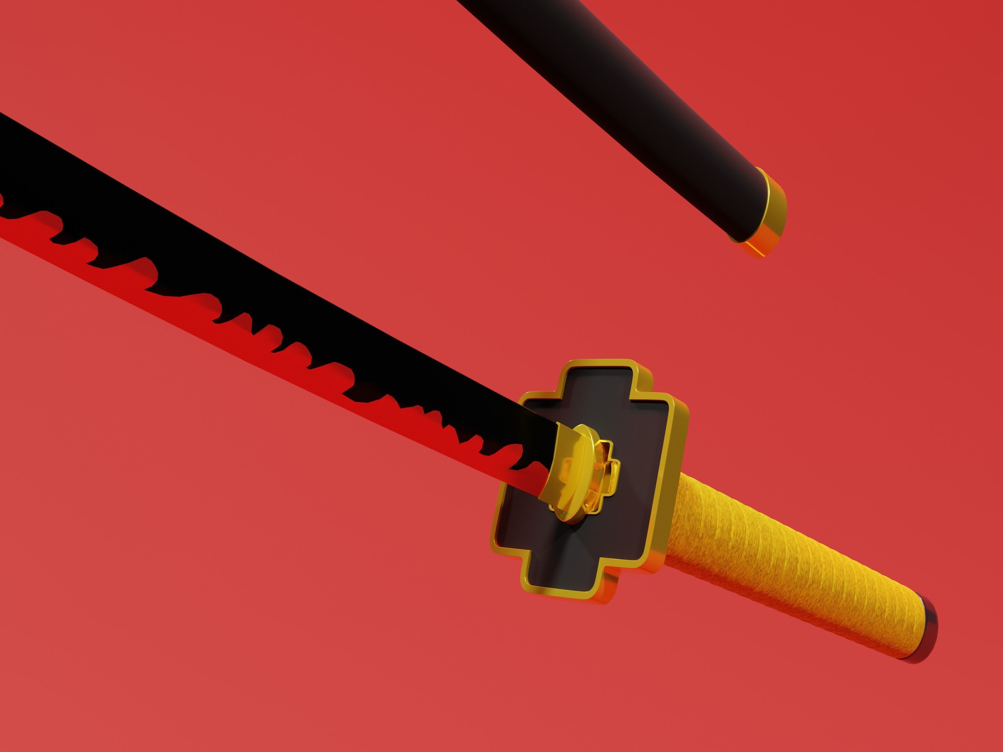 Yoriichi Sword - Demon Slayer kimetsu no yaiba Low-poly 3D print model_3