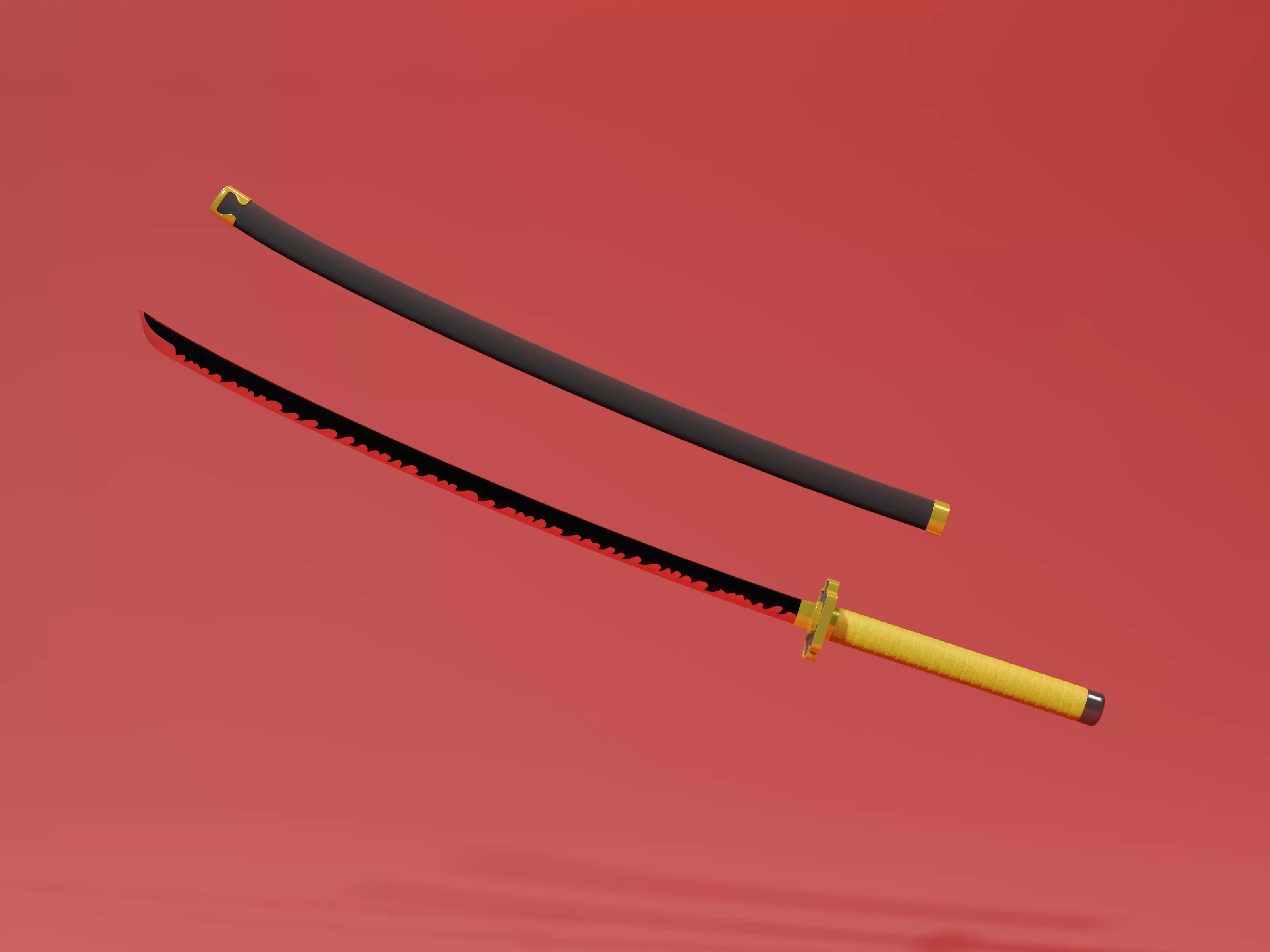 Yoriichi Sword - Demon Slayer kimetsu no yaiba Low-poly 3D print model_0