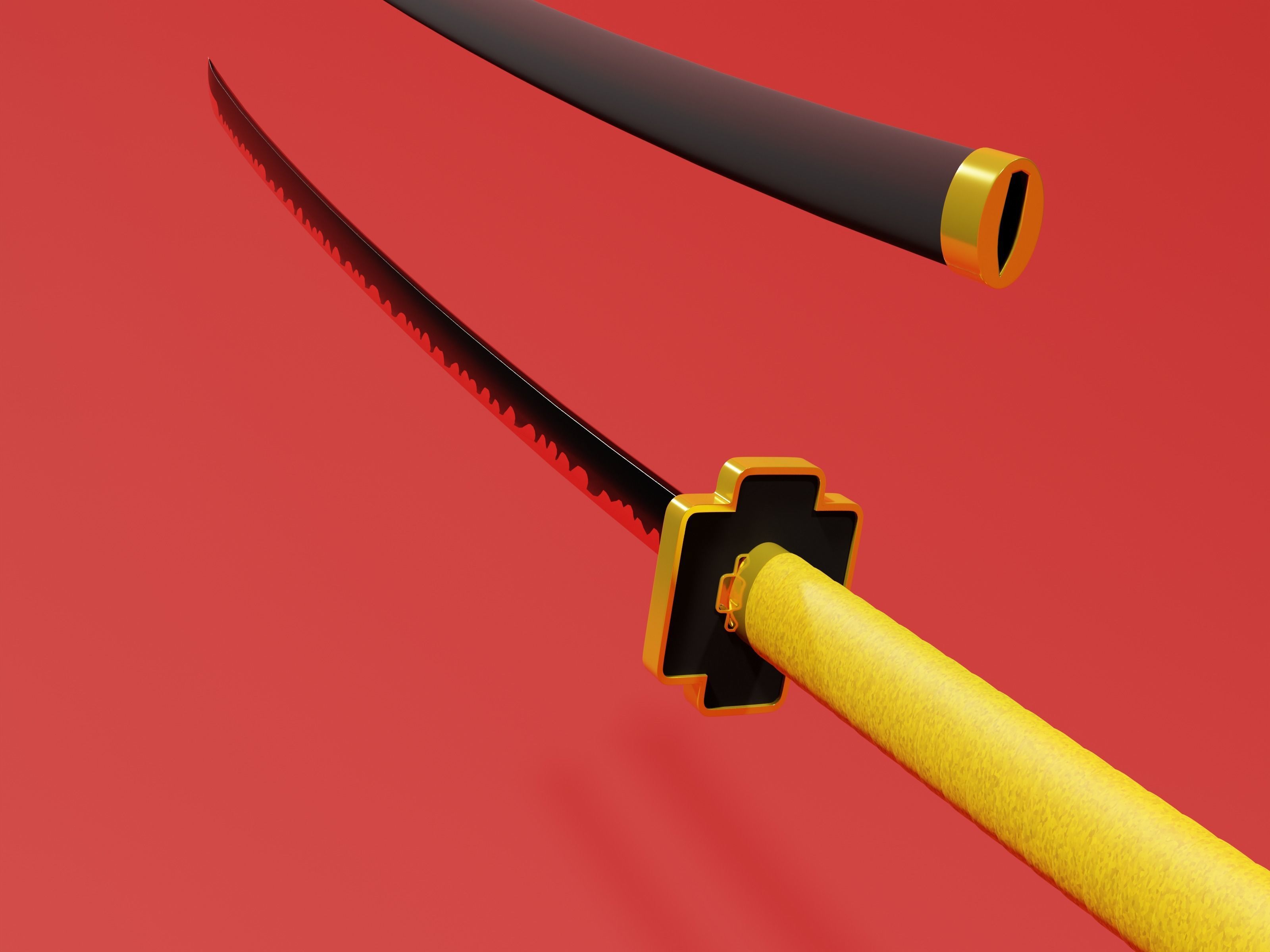 Yoriichi Sword - Demon Slayer kimetsu no yaiba Low-poly 3D print model_4
