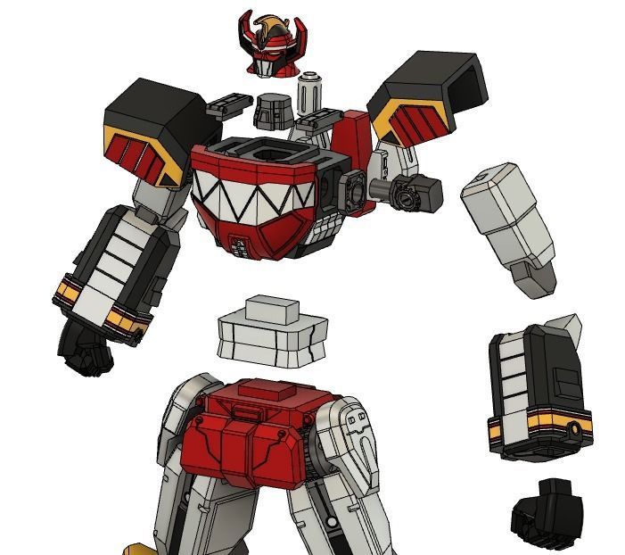 power ranger first megazord statue 3d models 37cm 3D print model_7