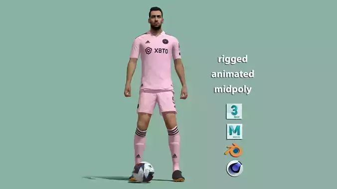 3D model Sergio Busquets Miami animation
