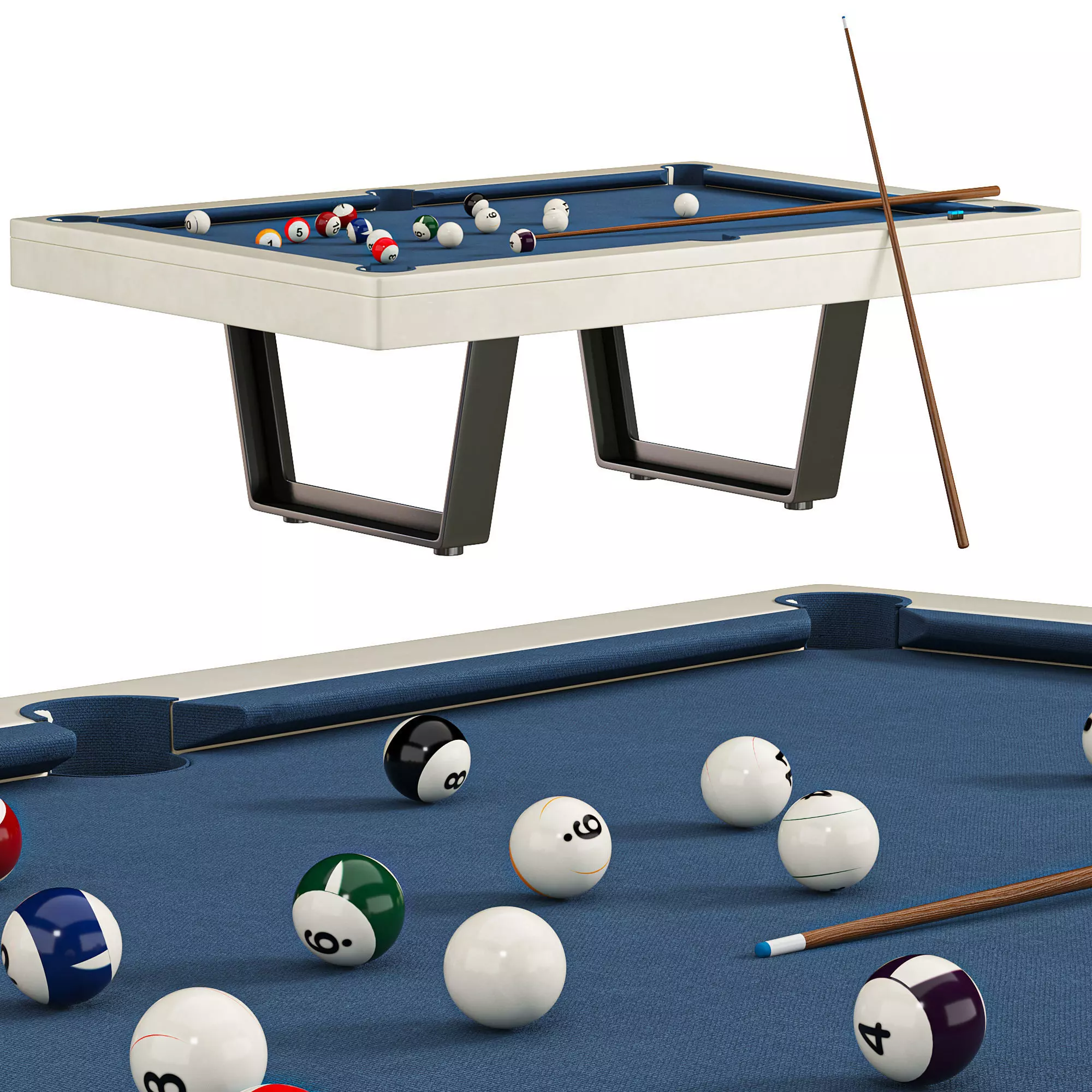 Presentation du billard Low-poly 3D model_0