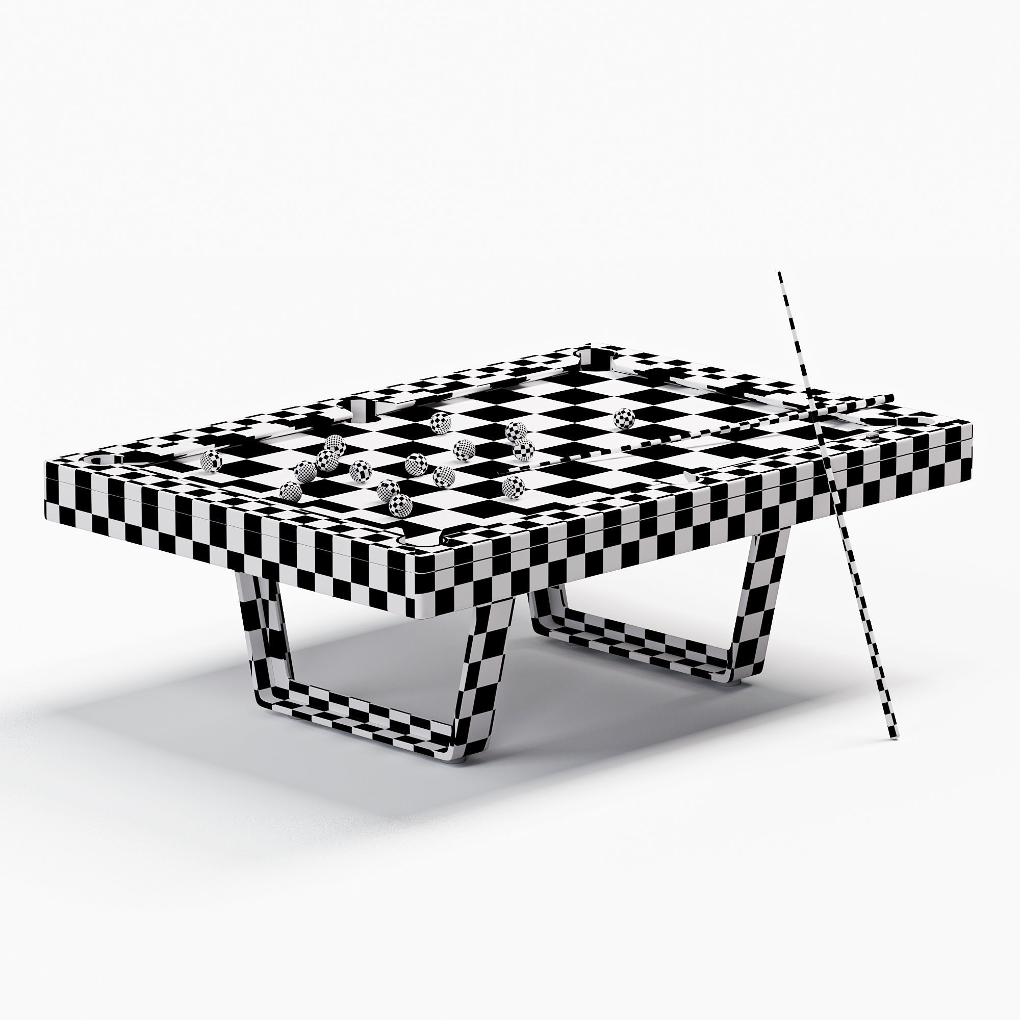 Presentation du billard Low-poly 3D model_4