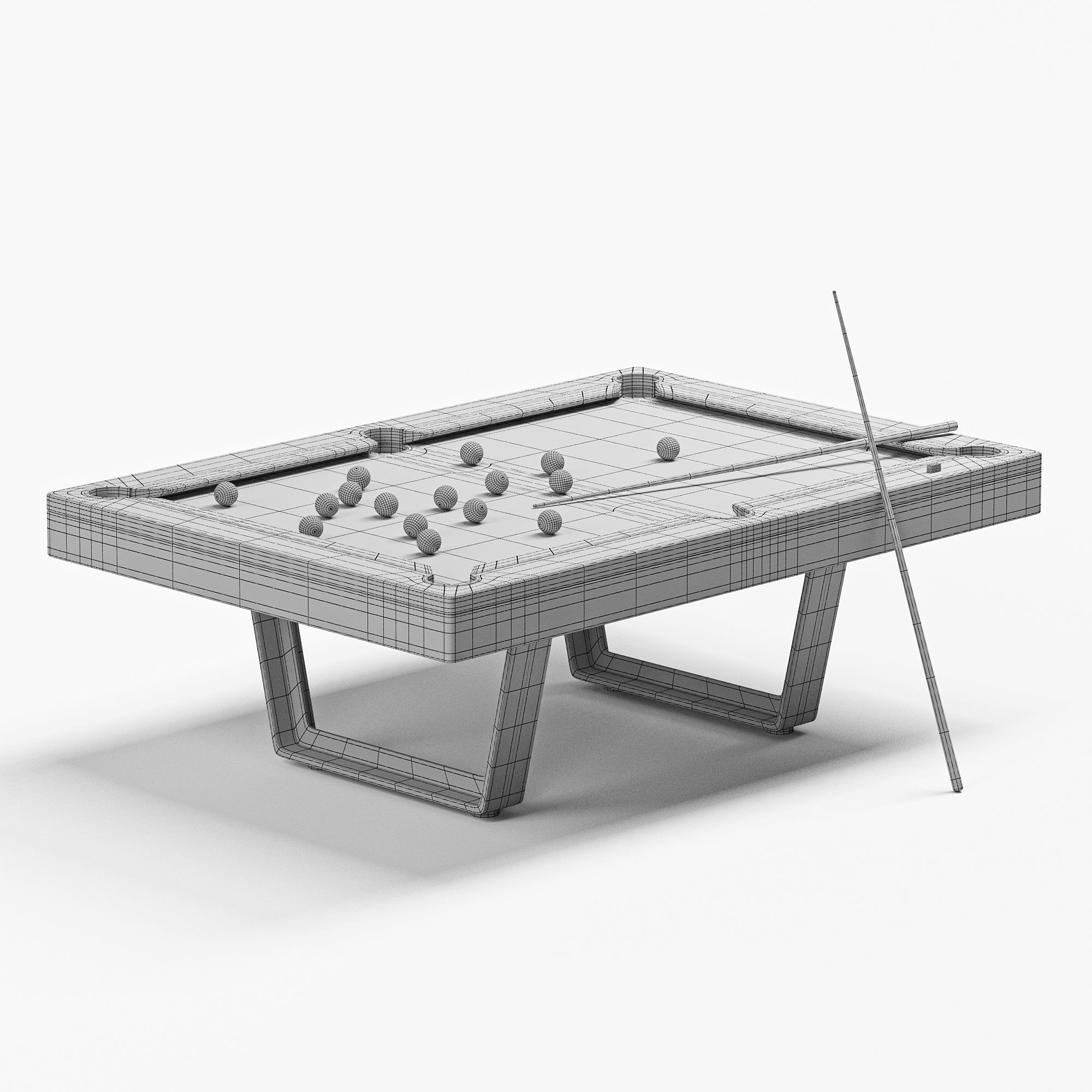 Presentation du billard Low-poly 3D model_3