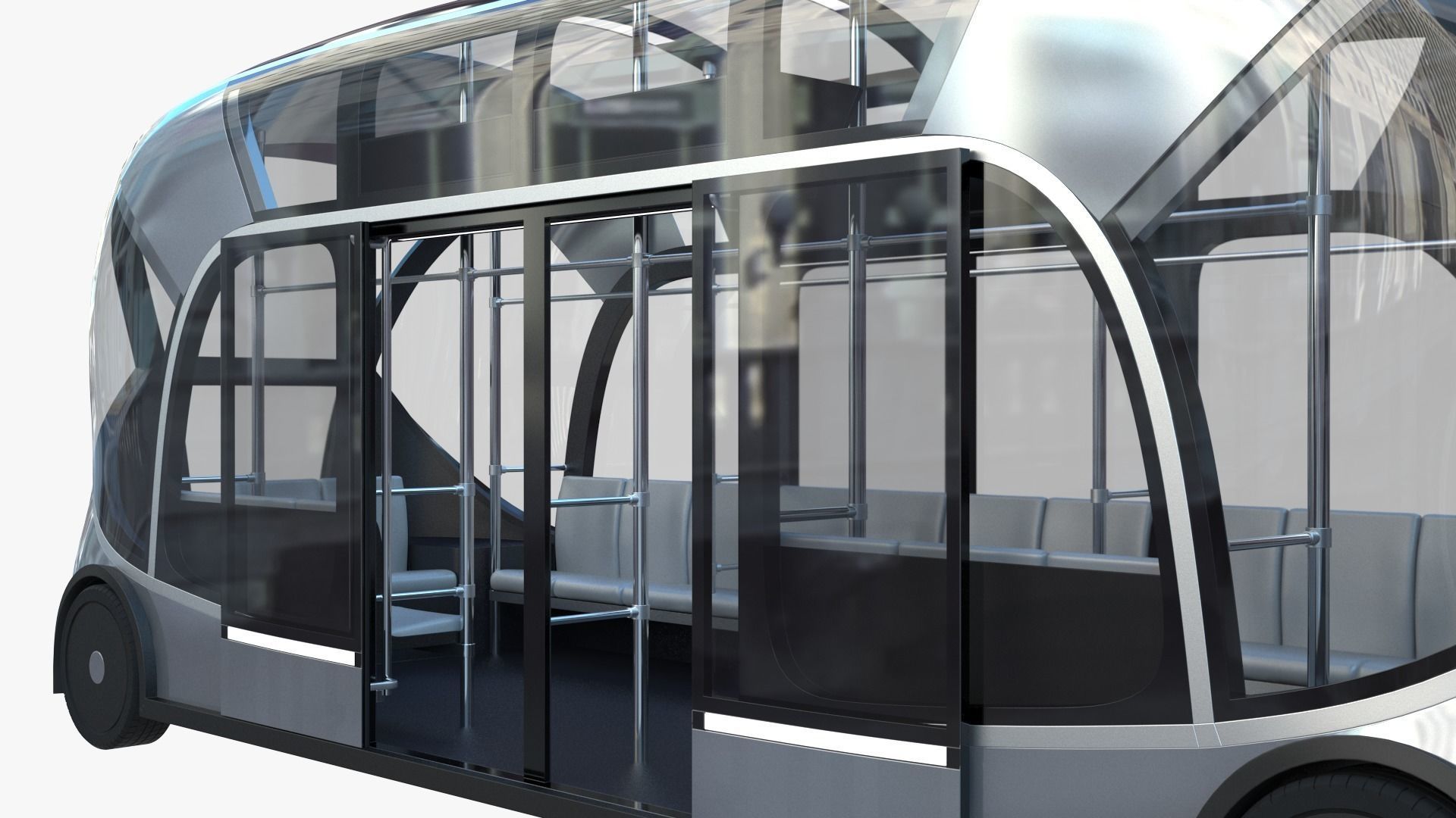 Self-driving city bus  3D model_4