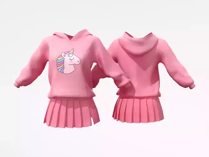 Hoody with Pleated Skirt