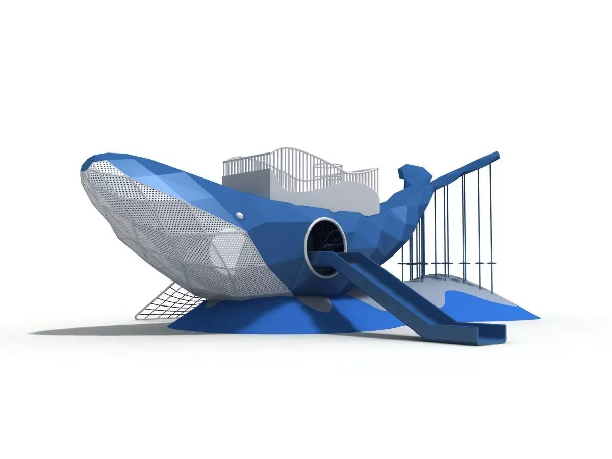 blue whale playground 3D model_0