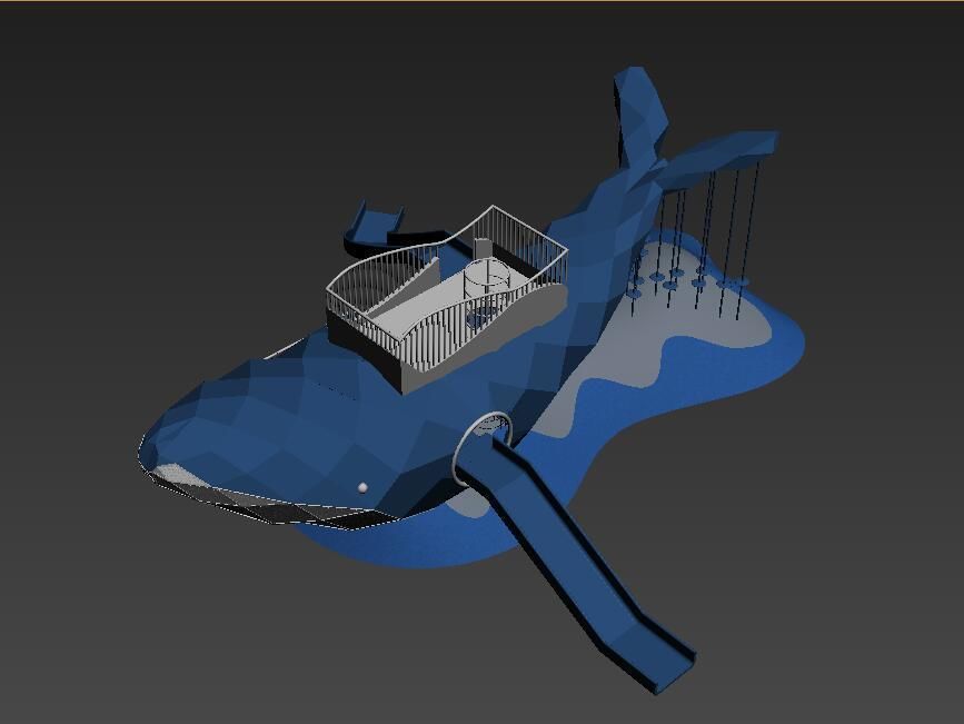 blue whale playground 3D model_5