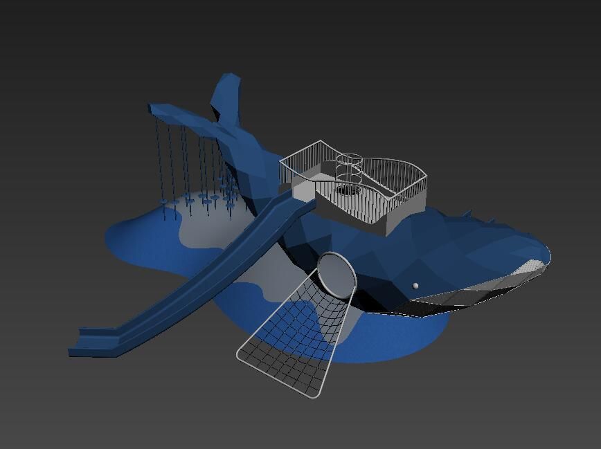 blue whale playground 3D model_4