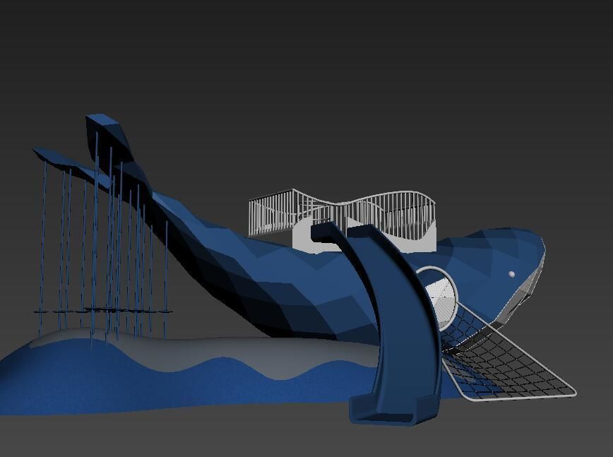 blue whale playground 3D model_9
