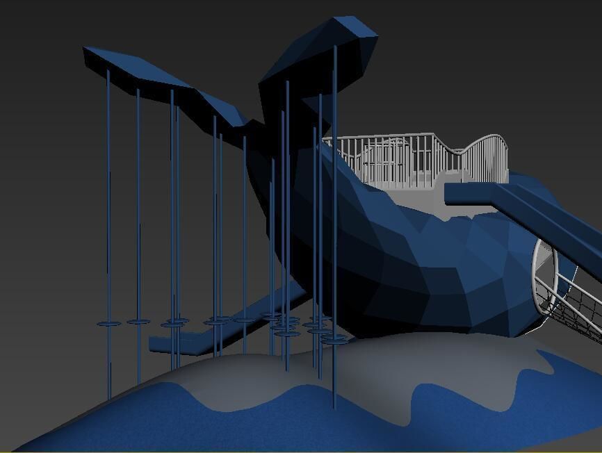 blue whale playground 3D model_8