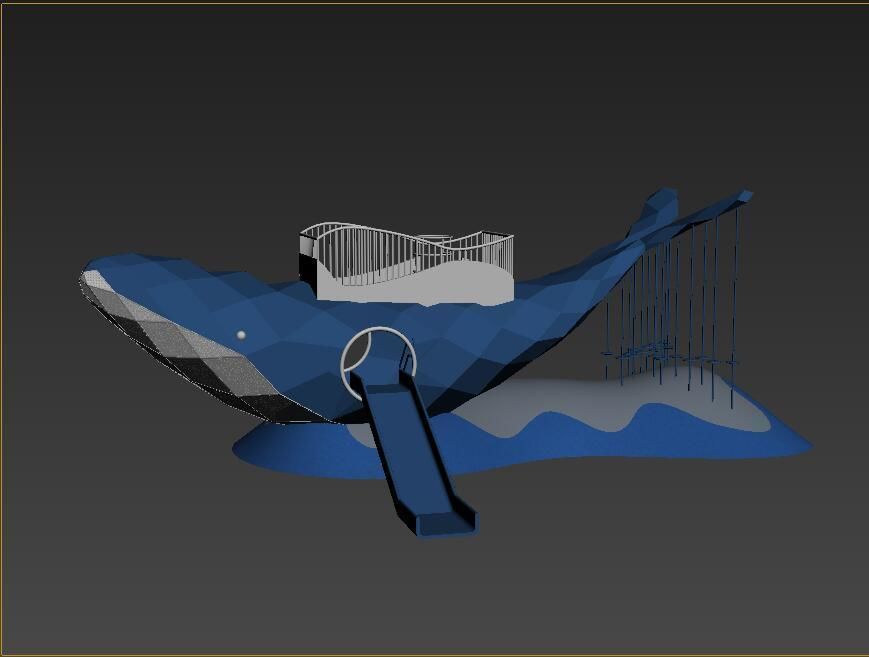 blue whale playground 3D model_2