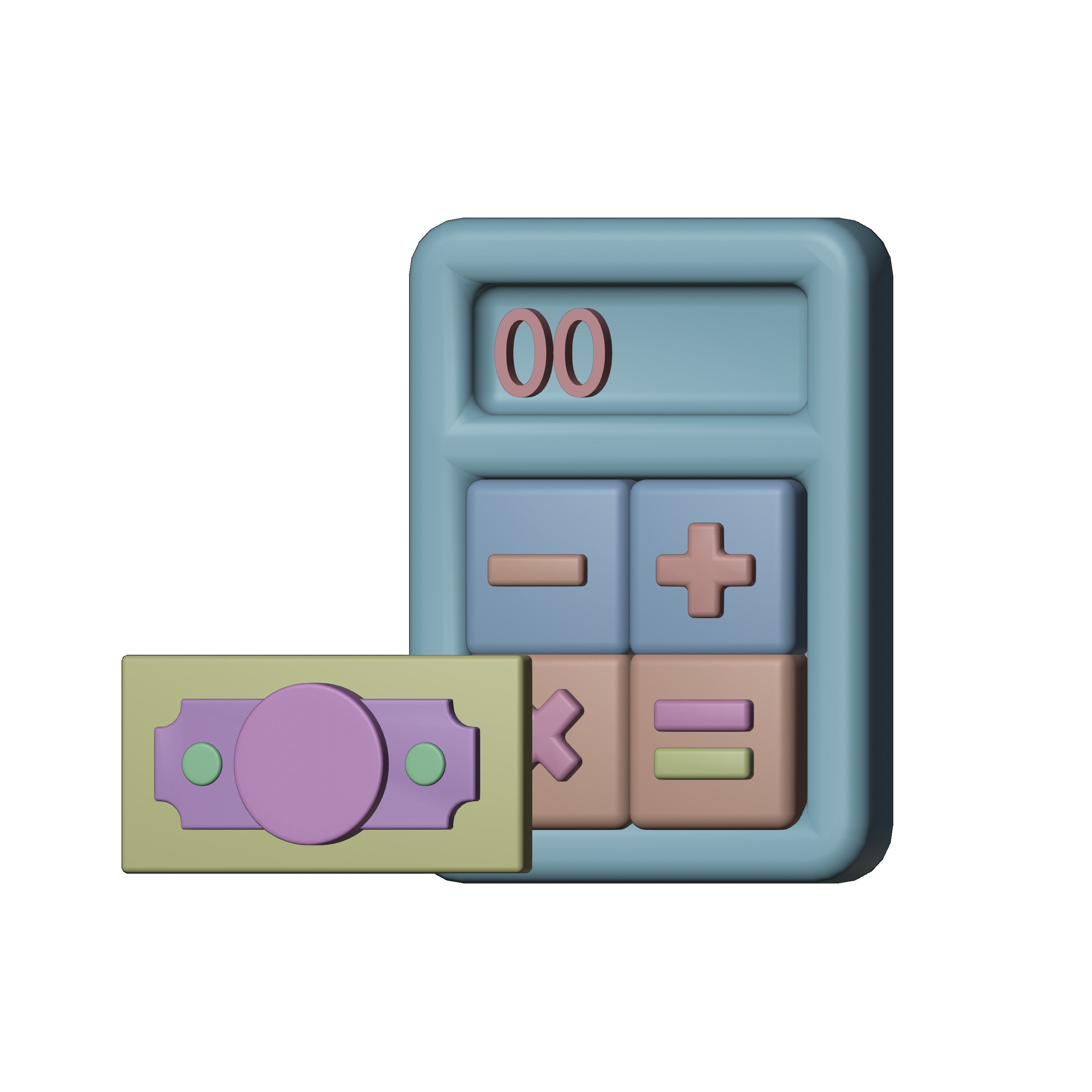 calculator  and money 3D model_2