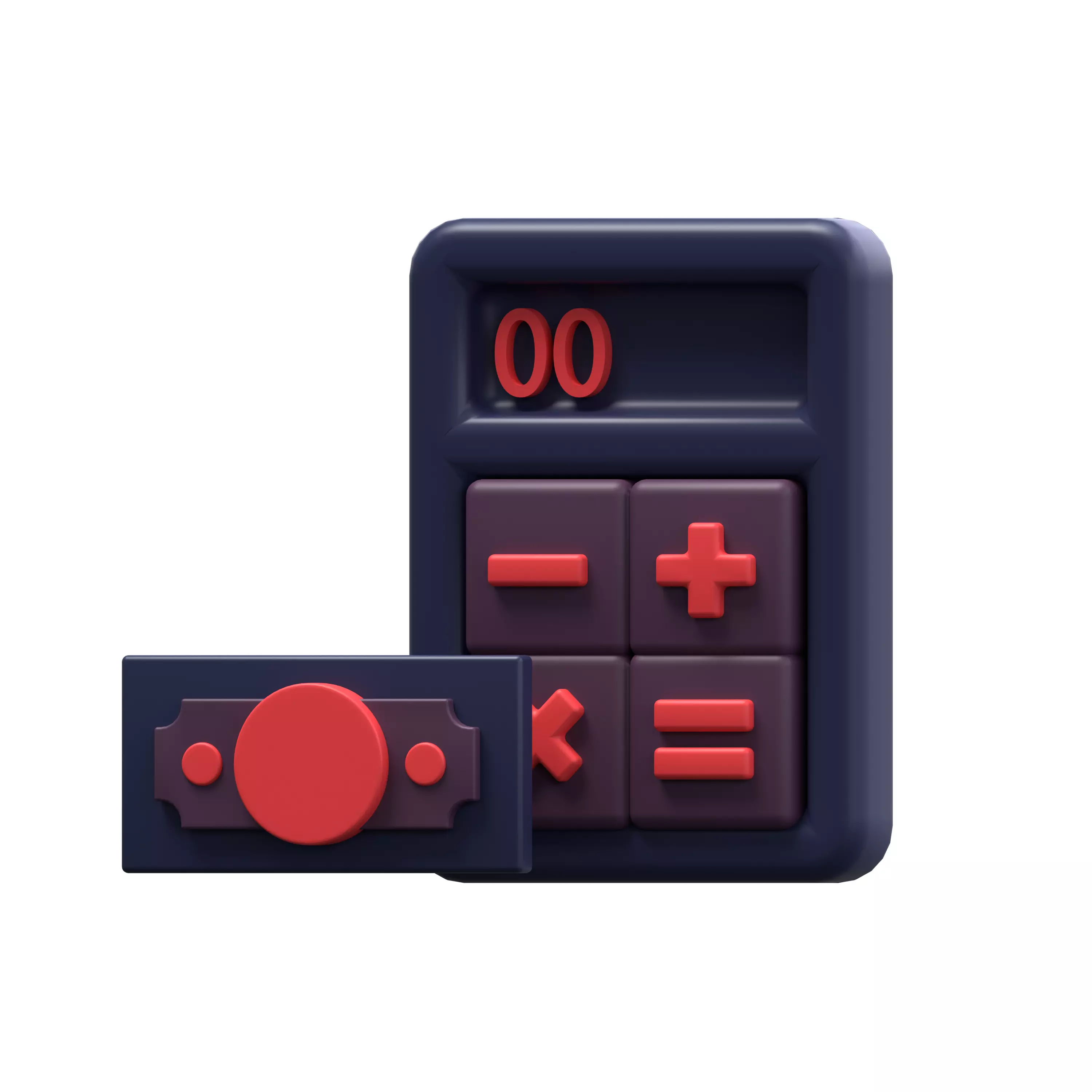 calculator  and money 3D model_0