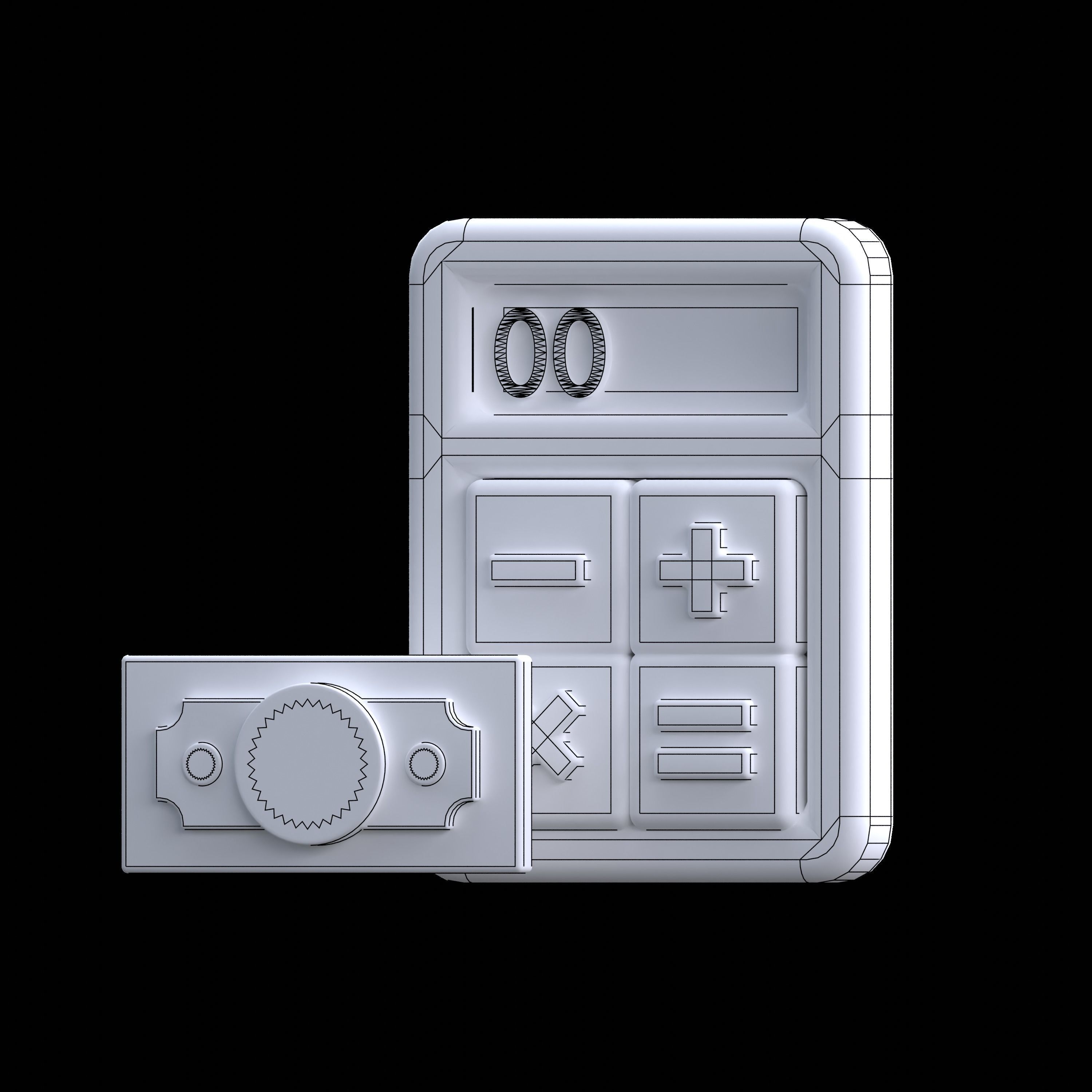 calculator  and money 3D model_4