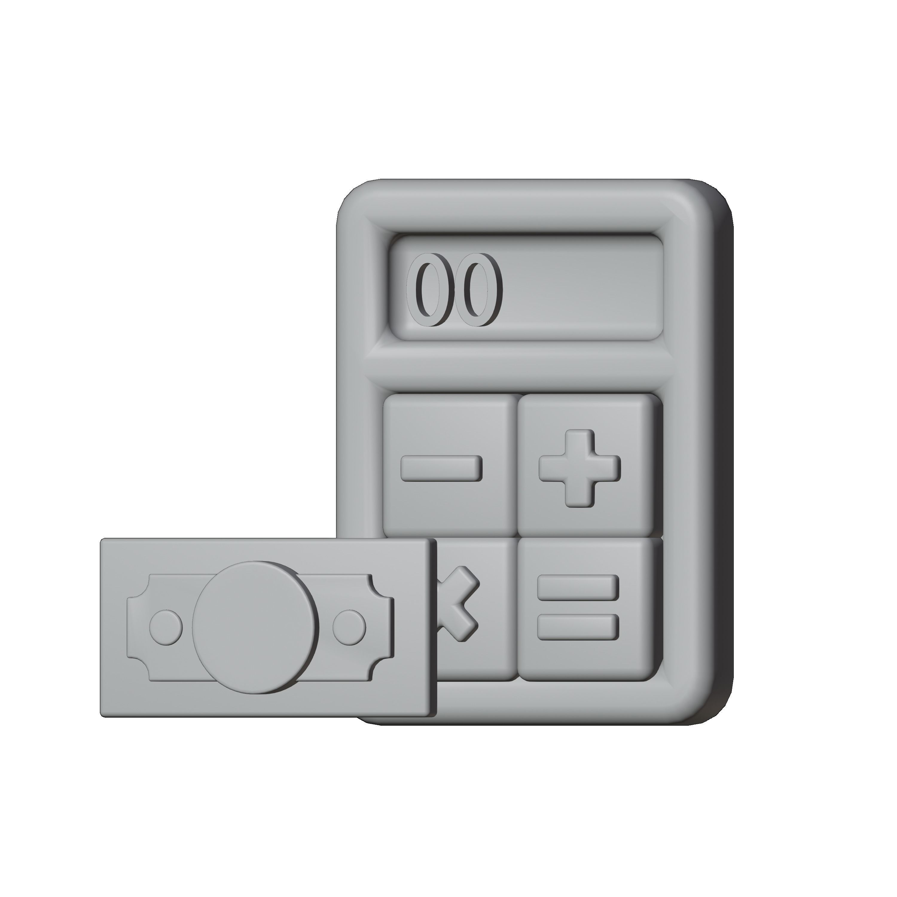 calculator  and money 3D model_1