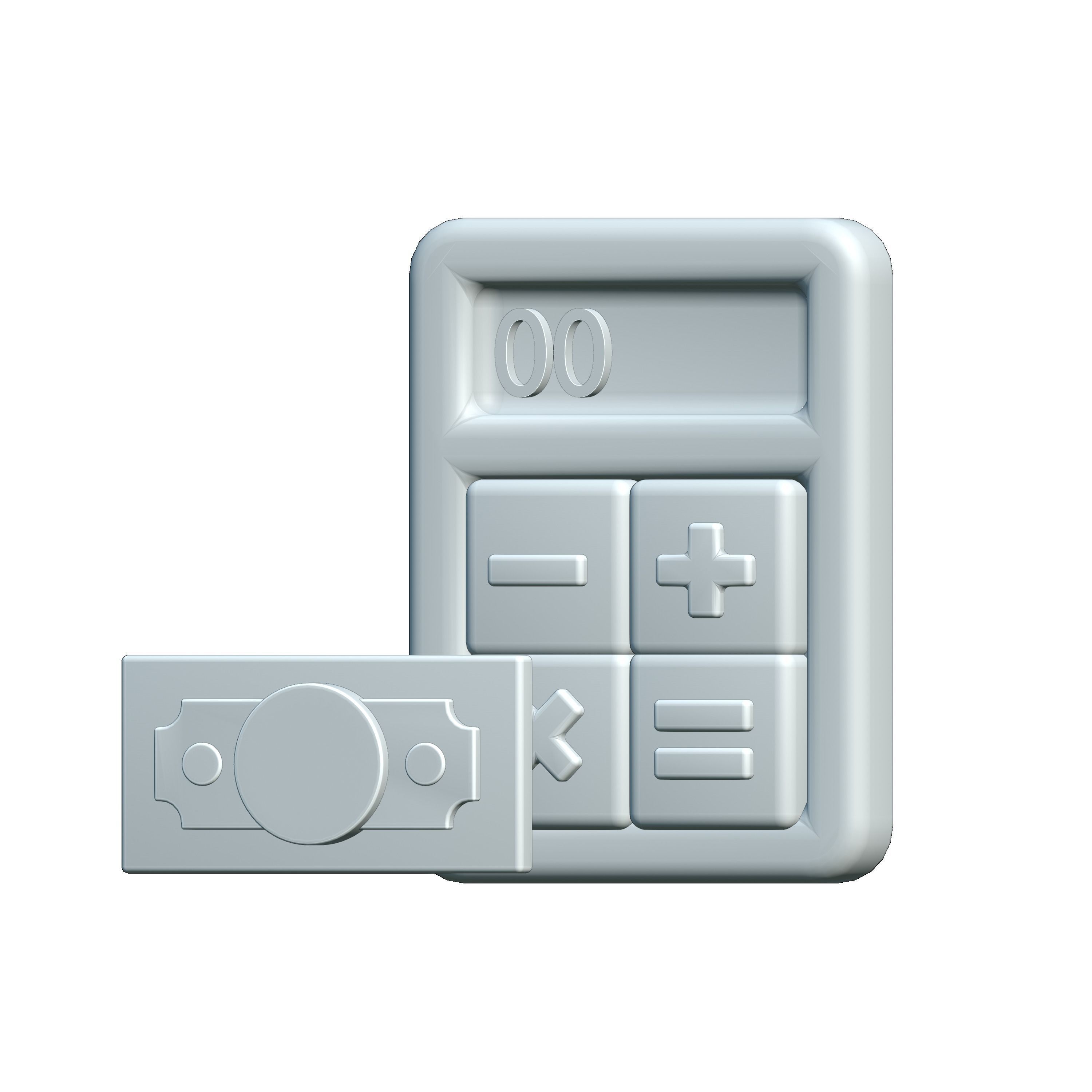 calculator  and money 3D model_3