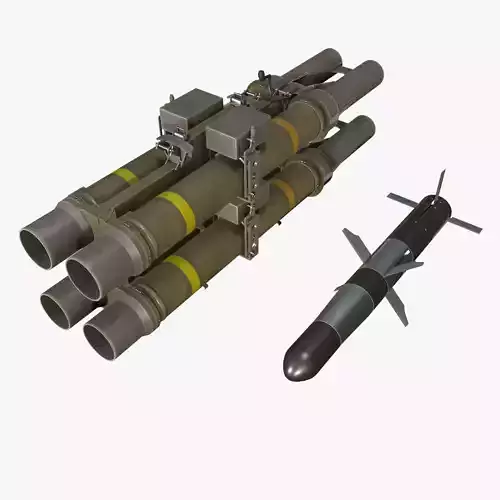 Missile Launcher BGM-71D TOW-2 X4 Low-poly 3D model