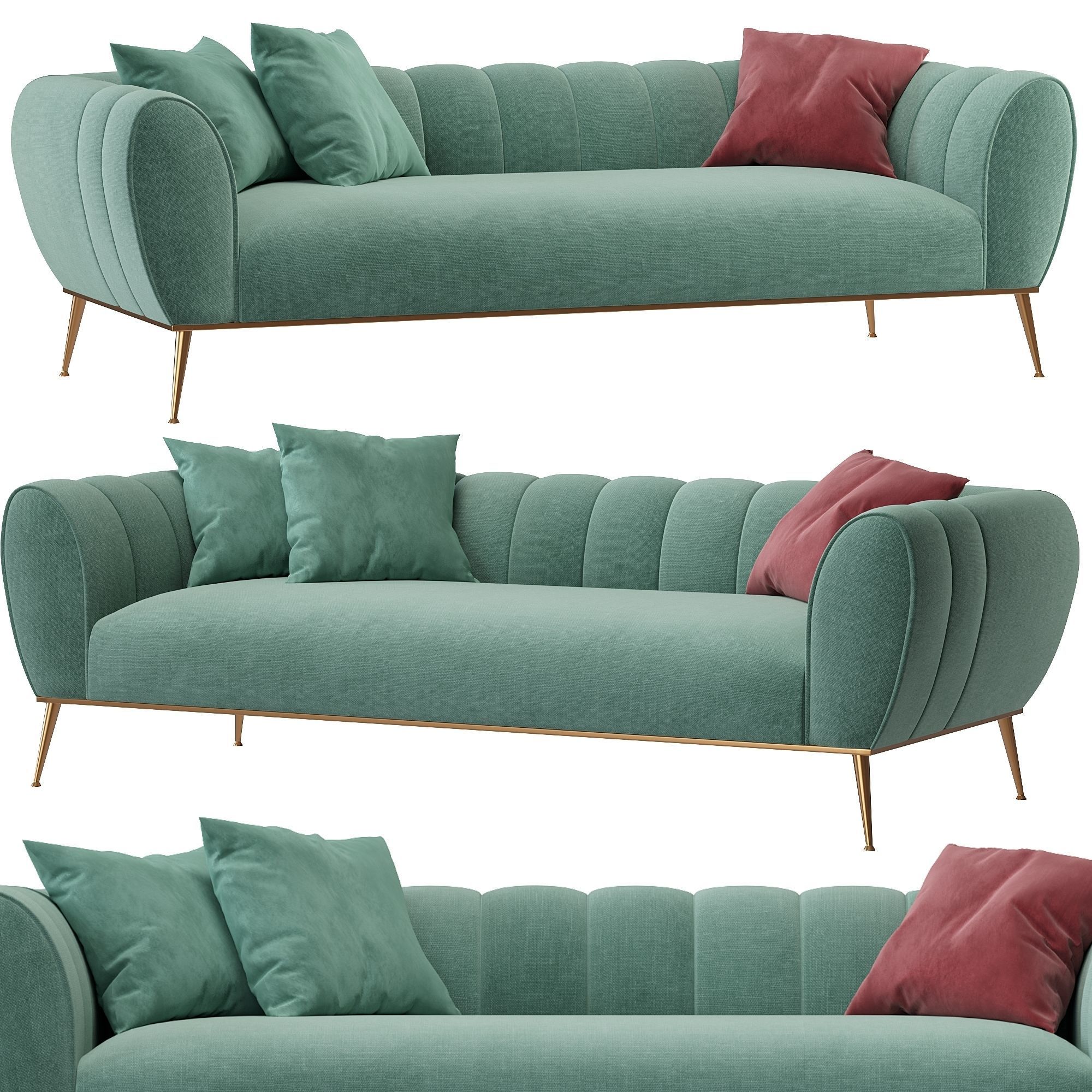 Modern Green Velvet 3D model | CGTrader