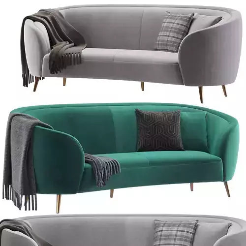 Velly Modern 92 Deep Green Velvet Sofa with Metal Legs