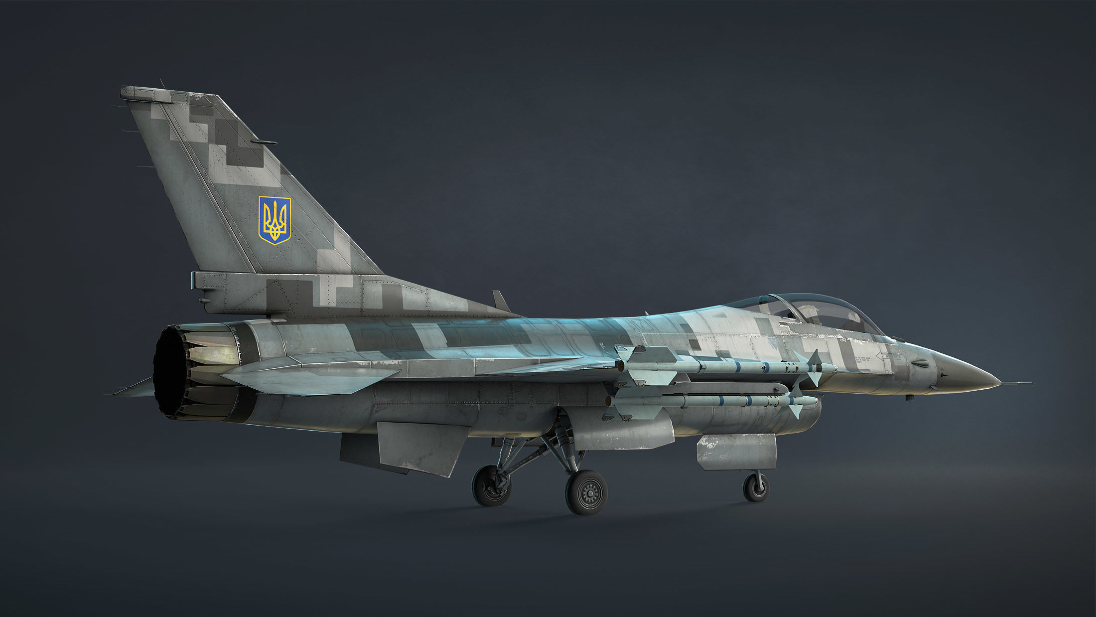 F-16 Fighting Falcon Game Ready Low-poly 3D model_9