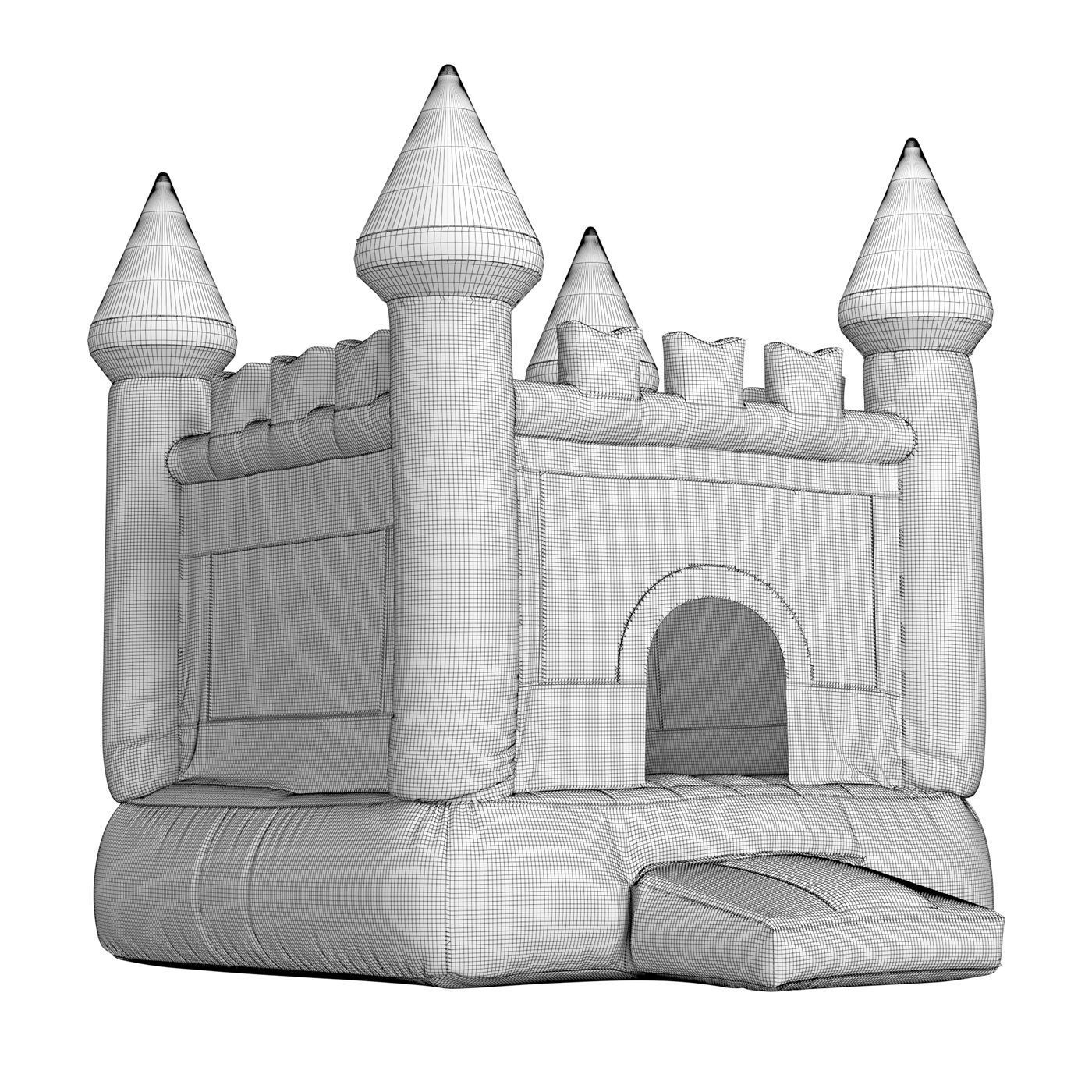 Bouncy castle trampoline 3D model_7
