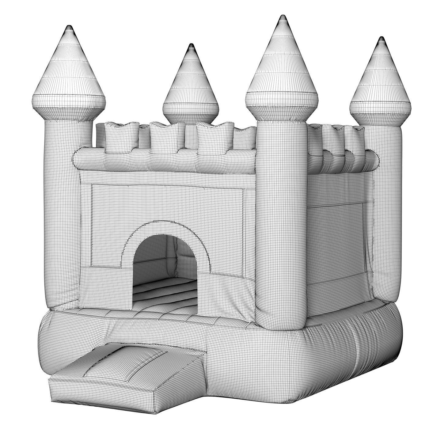 Bouncy castle trampoline 3D model_4