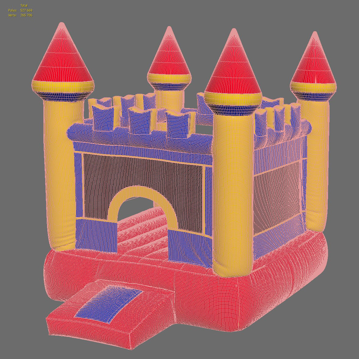 Bouncy castle trampoline 3D model_9