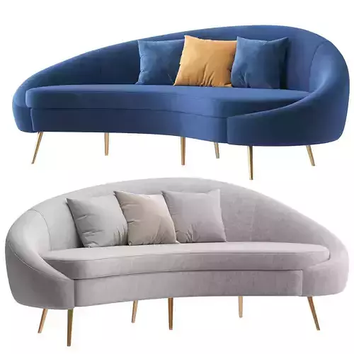 Modern 83 Blue Velvet Curved 3D model