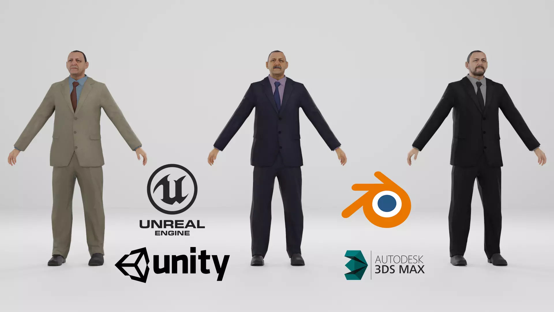 Businessman suit or Men business suit  Low-poly 3D model_0