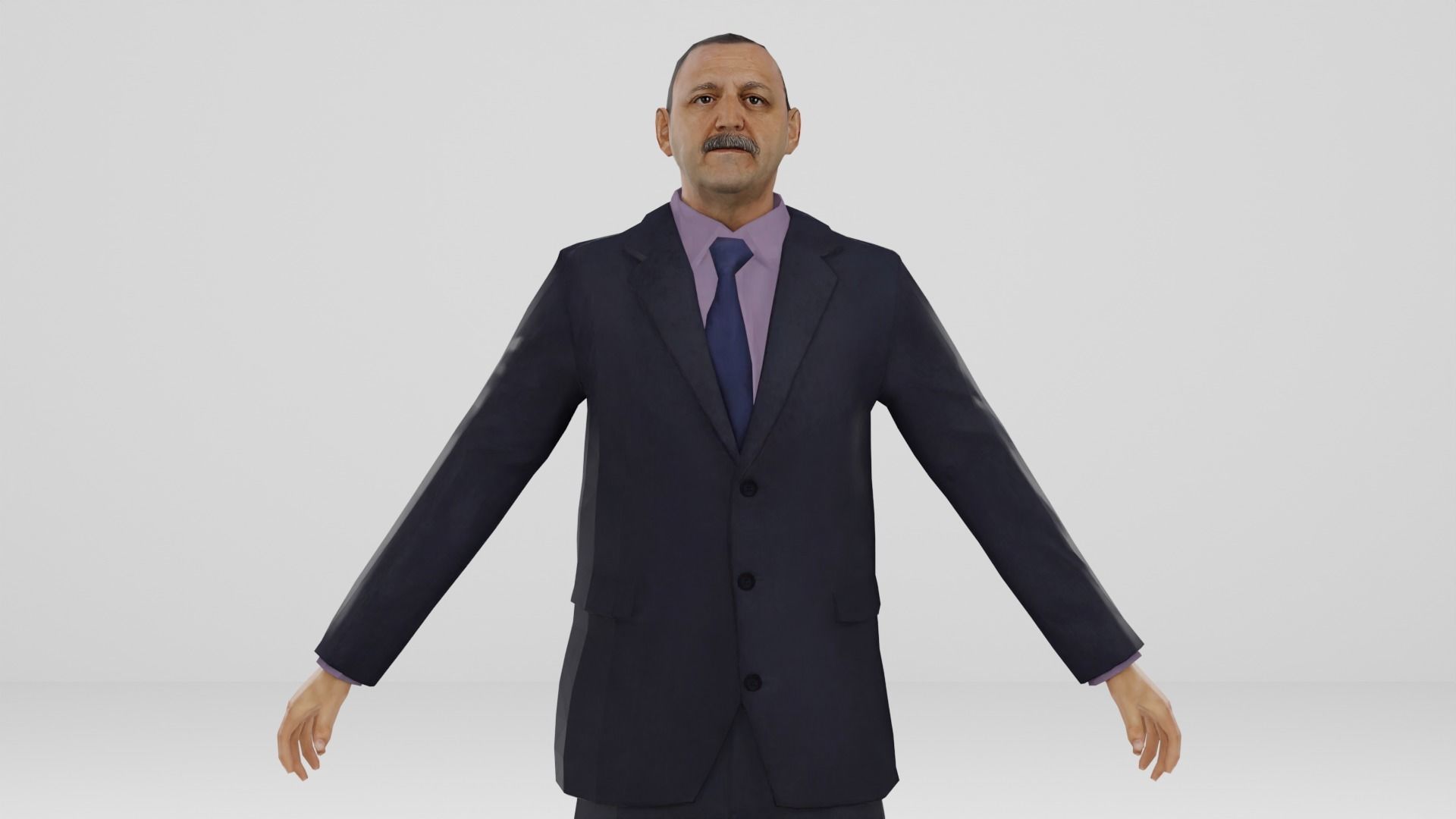 Businessman suit or Men business suit  Low-poly 3D model_3