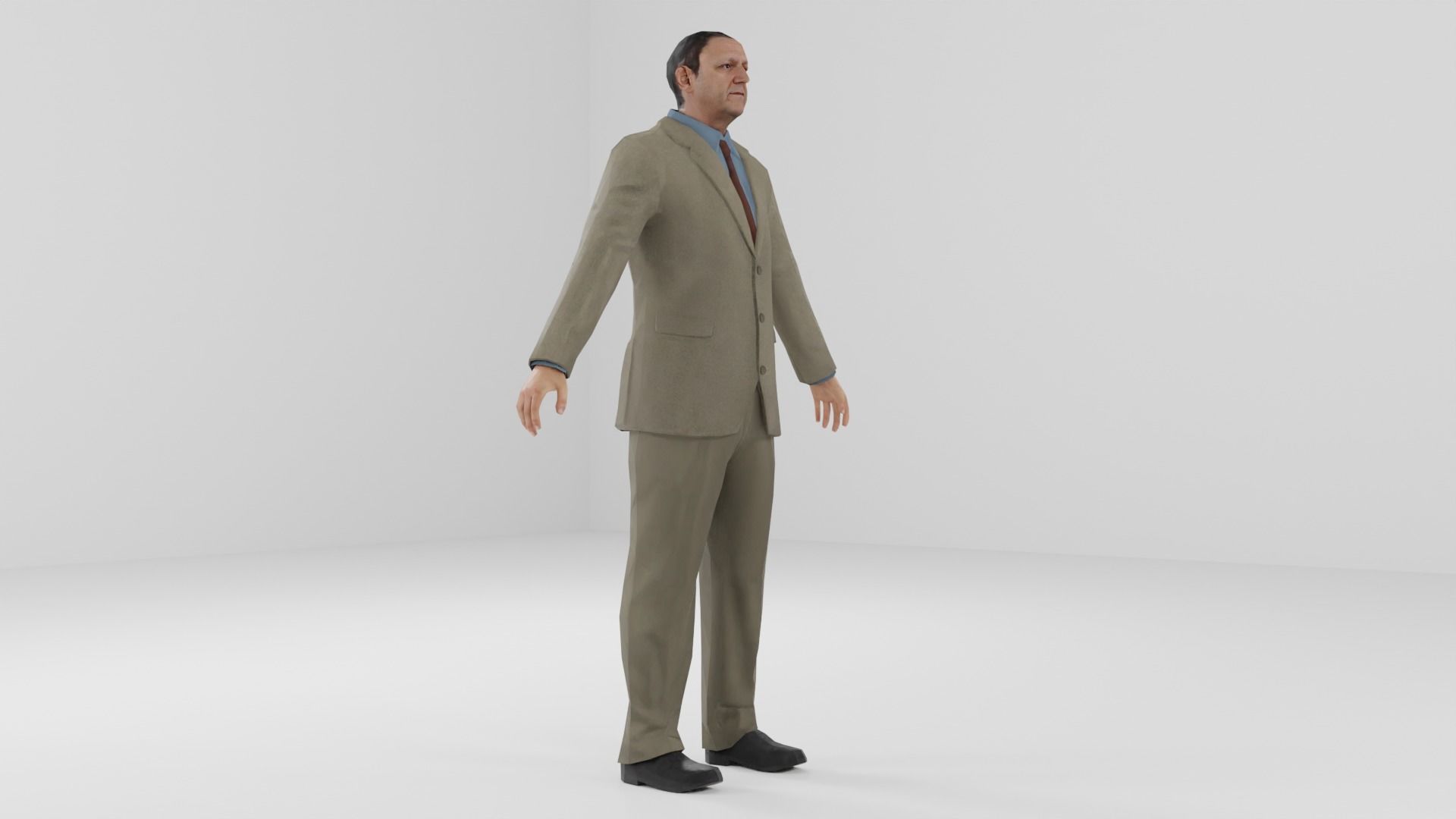 Businessman suit or Men business suit  Low-poly 3D model_10