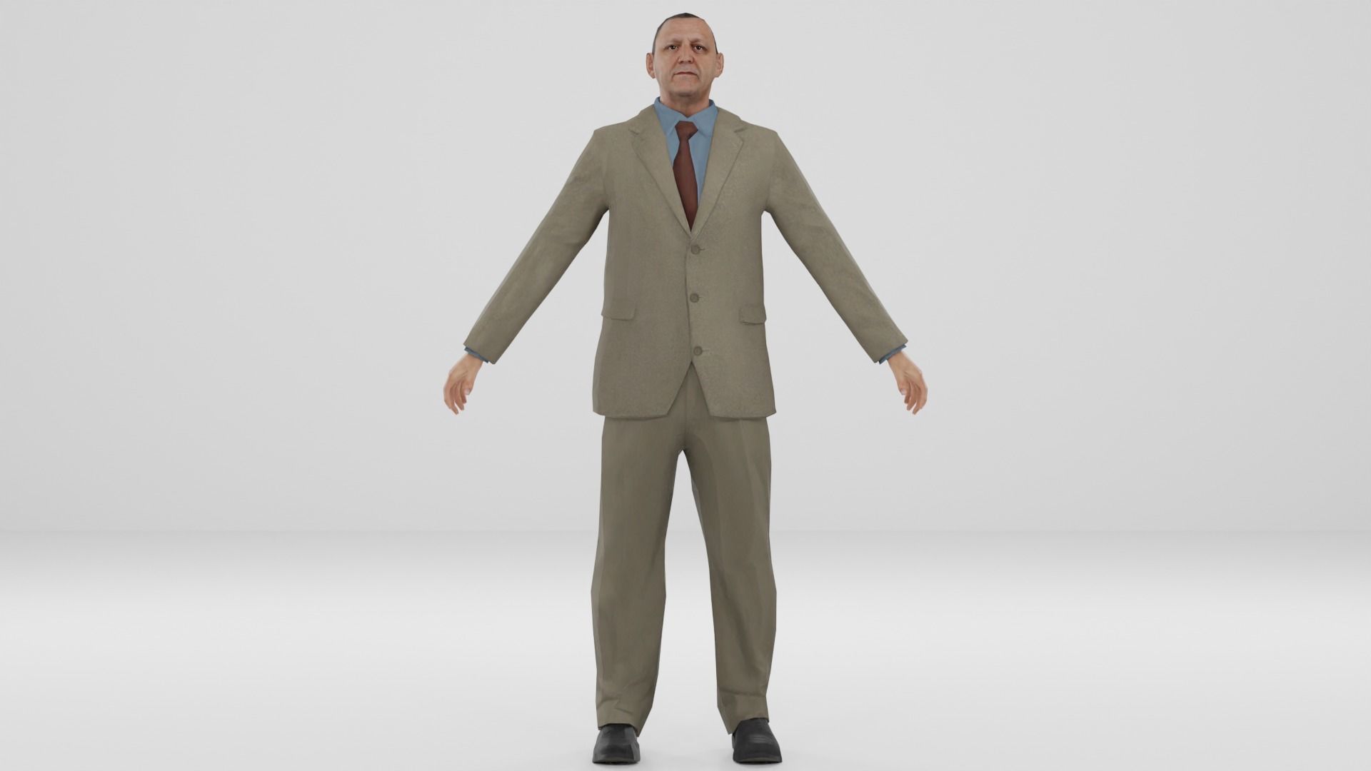 Businessman suit or Men business suit  Low-poly 3D model_1