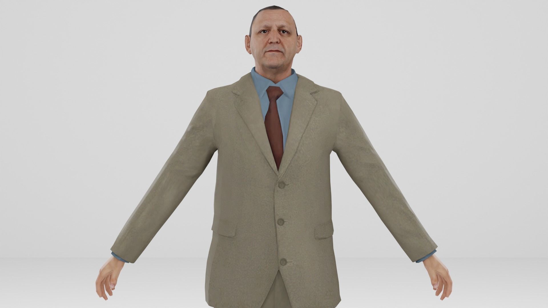 Businessman suit or Men business suit  Low-poly 3D model_2