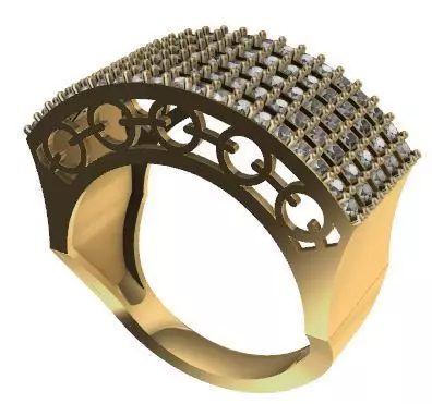Line Diamond Ring 3dm  stl render detail 3D print model  3D print model_0