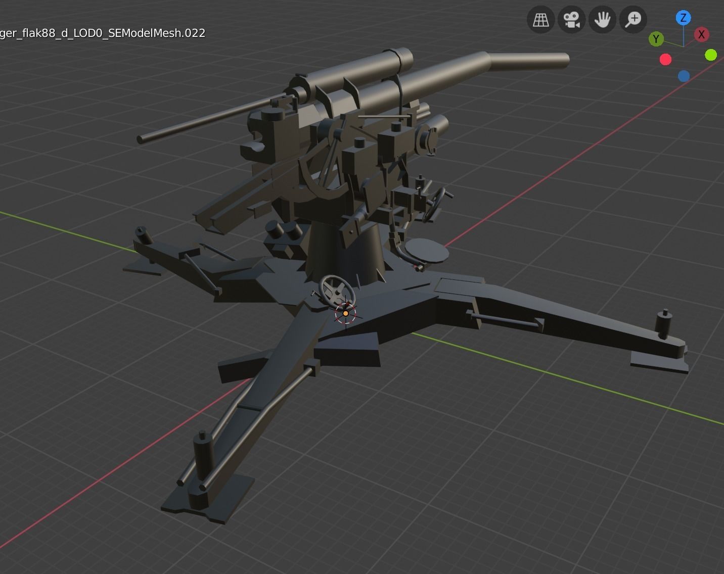 Flak 88cm Low-poly 3D model_1