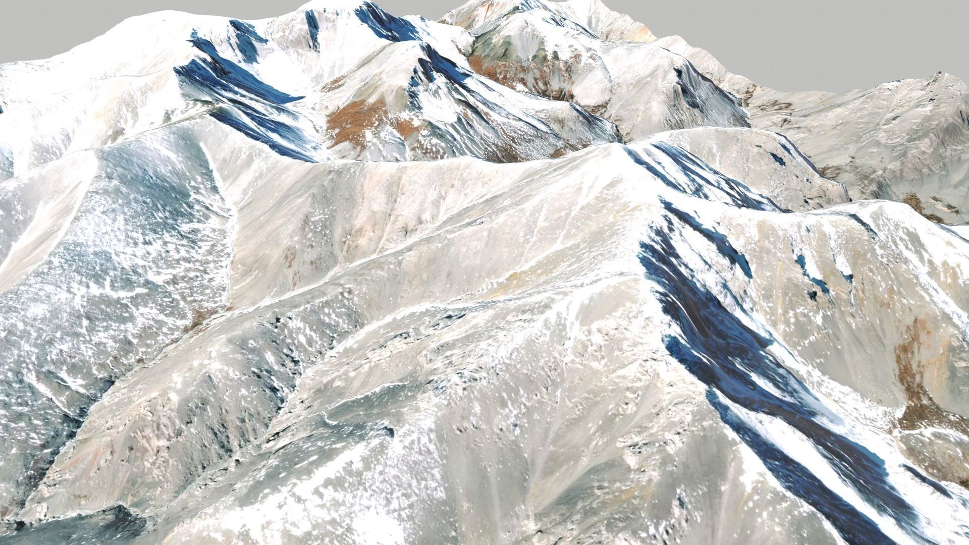 Mountain landscape Snow Table height 3178 meters Mongolia 3D model_10