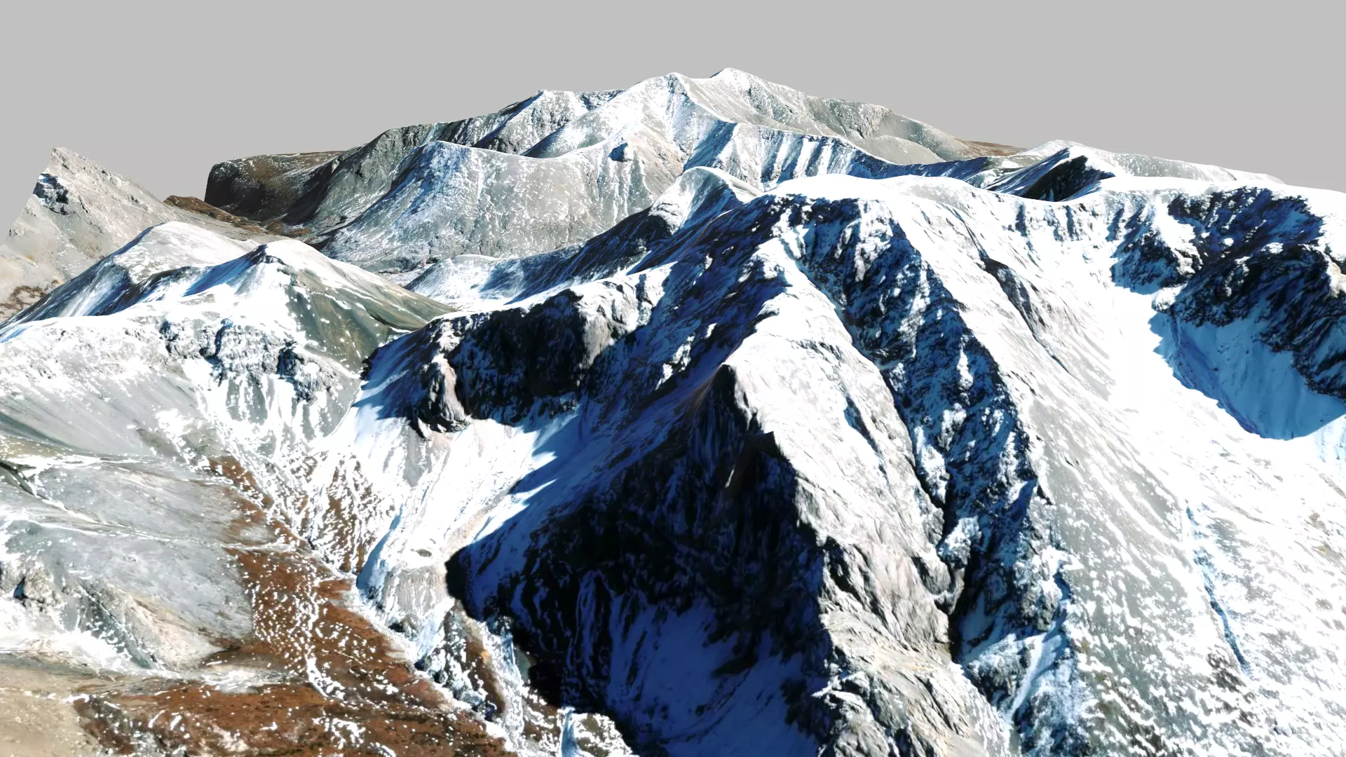 Mountain landscape Snow Table height 3178 meters Mongolia 3D model_0