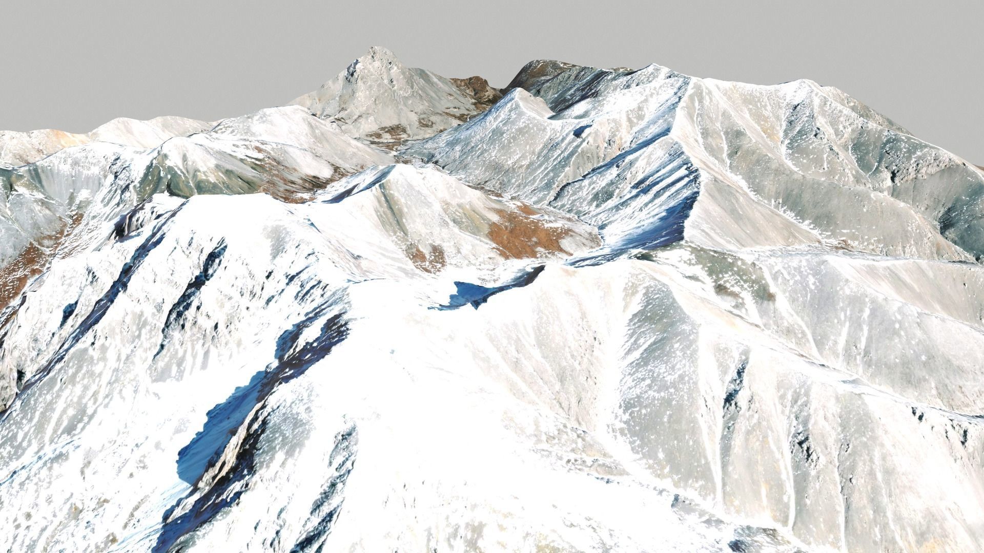 Mountain landscape Snow Table height 3178 meters Mongolia 3D model_8