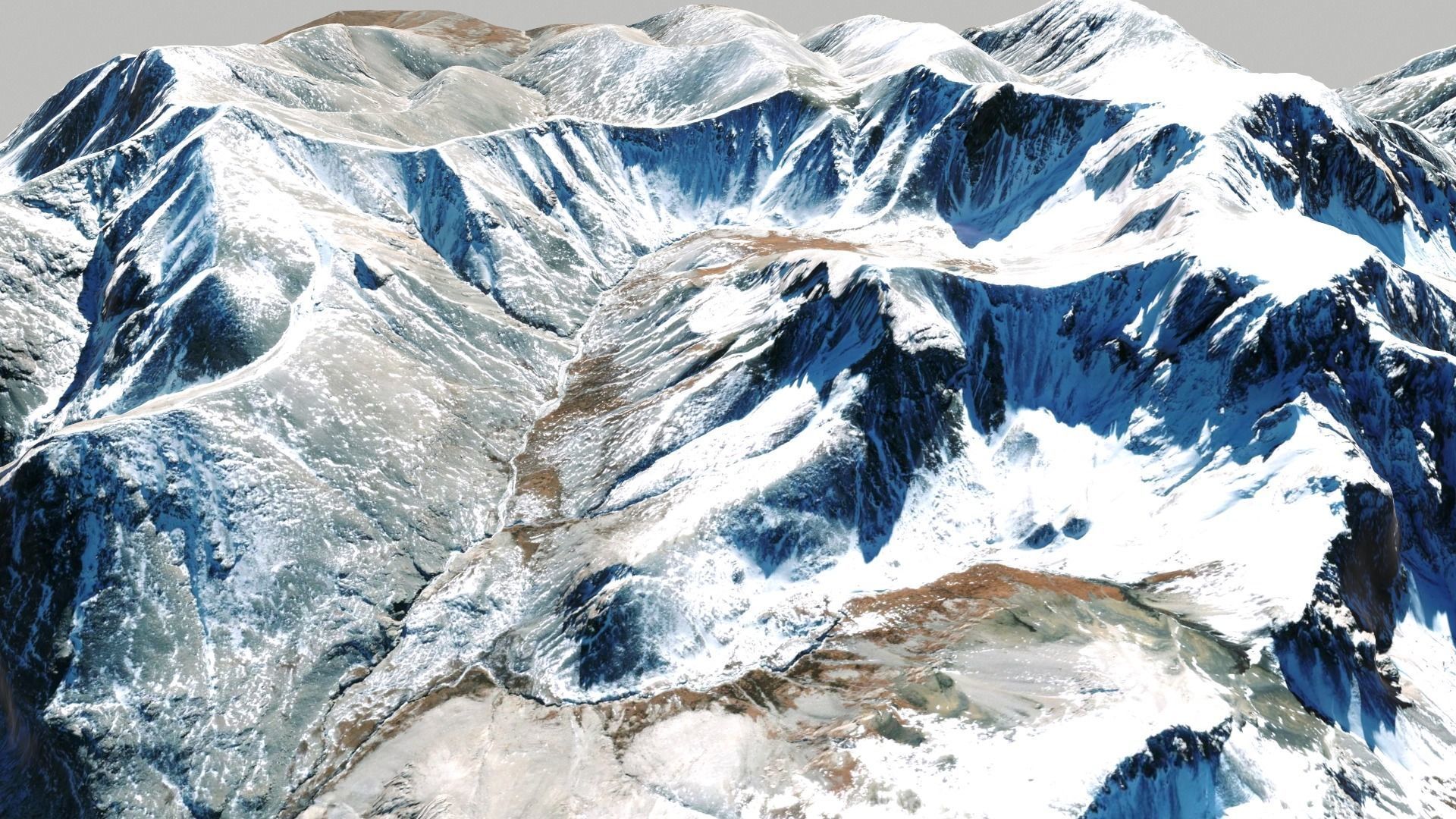 Mountain landscape Snow Table height 3178 meters Mongolia 3D model_4