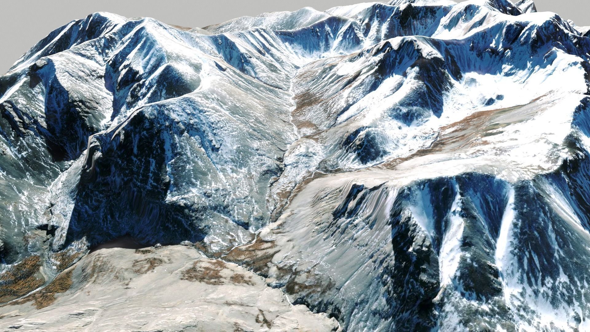 Mountain landscape Snow Table height 3178 meters Mongolia 3D model_3